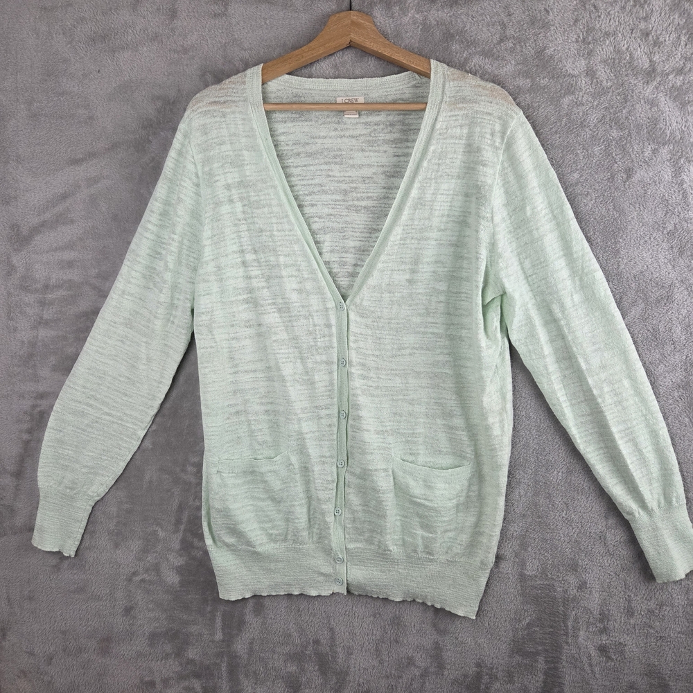 J. Crew Green Cardigan Sweater V-Neck Knit